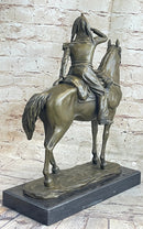 19th Century Cavalry Soldier on Horseback Bronze 15"X 12"