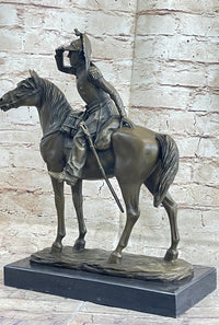 19th Century Cavalry Soldier on Horseback Bronze 15"X 12"