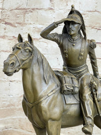 19th Century Cavalry Soldier on Horseback Bronze 15"X 12"