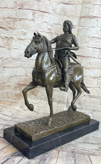 Medieval Armored Knight on Horseback Bronze 15" x 12"