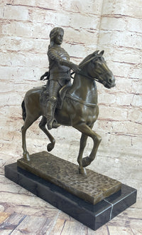 Medieval Armored Knight on Horseback Bronze 15" x 12"