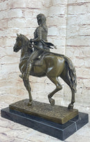 Medieval Armored Knight on Horseback Bronze 15" x 12"