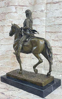 Medieval Armored Knight on Horseback Bronze 15" x 12"