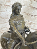 Medieval Armored Knight on Horseback Bronze 15" x 12"