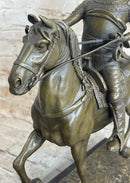 Medieval Armored Knight on Horseback Bronze 15" x 12"
