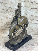Lady Godiva Nude Girl on Horseback Bronze Sculpture Figure 16" x 12"