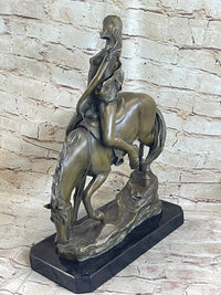 Lady Godiva Nude Girl on Horseback Bronze Sculpture Figure 16" x 12"