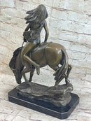 Lady Godiva Nude Girl on Horseback Bronze Sculpture Figure 16" x 12"