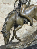 Lady Godiva Nude Girl on Horseback Bronze Sculpture Figure 16" x 12"