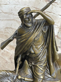 Signed Bonheur Arab Man on Horse Bronze Sculpture