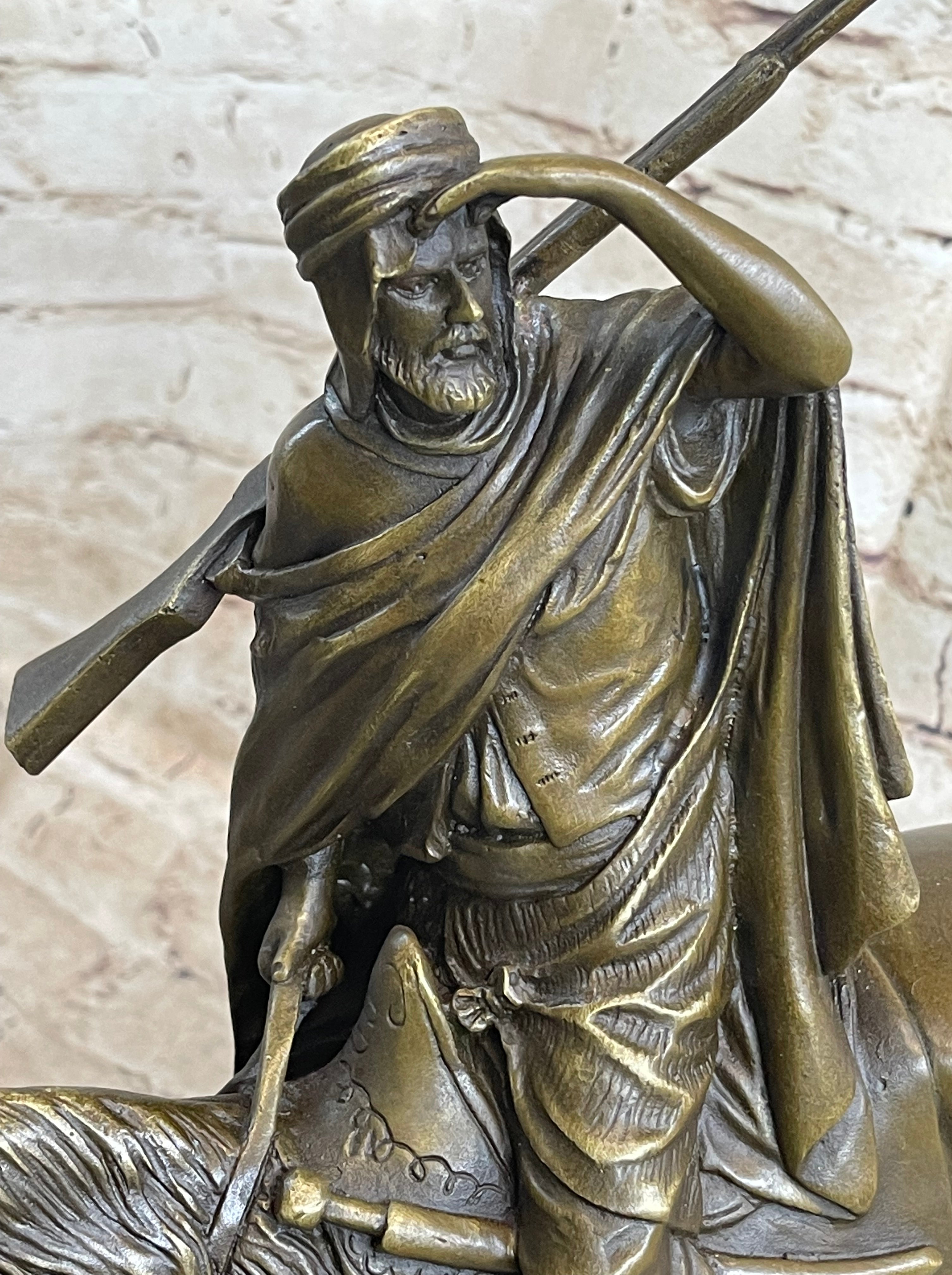 Signed Bonheur Arab Man on Horse Bronze Sculpture