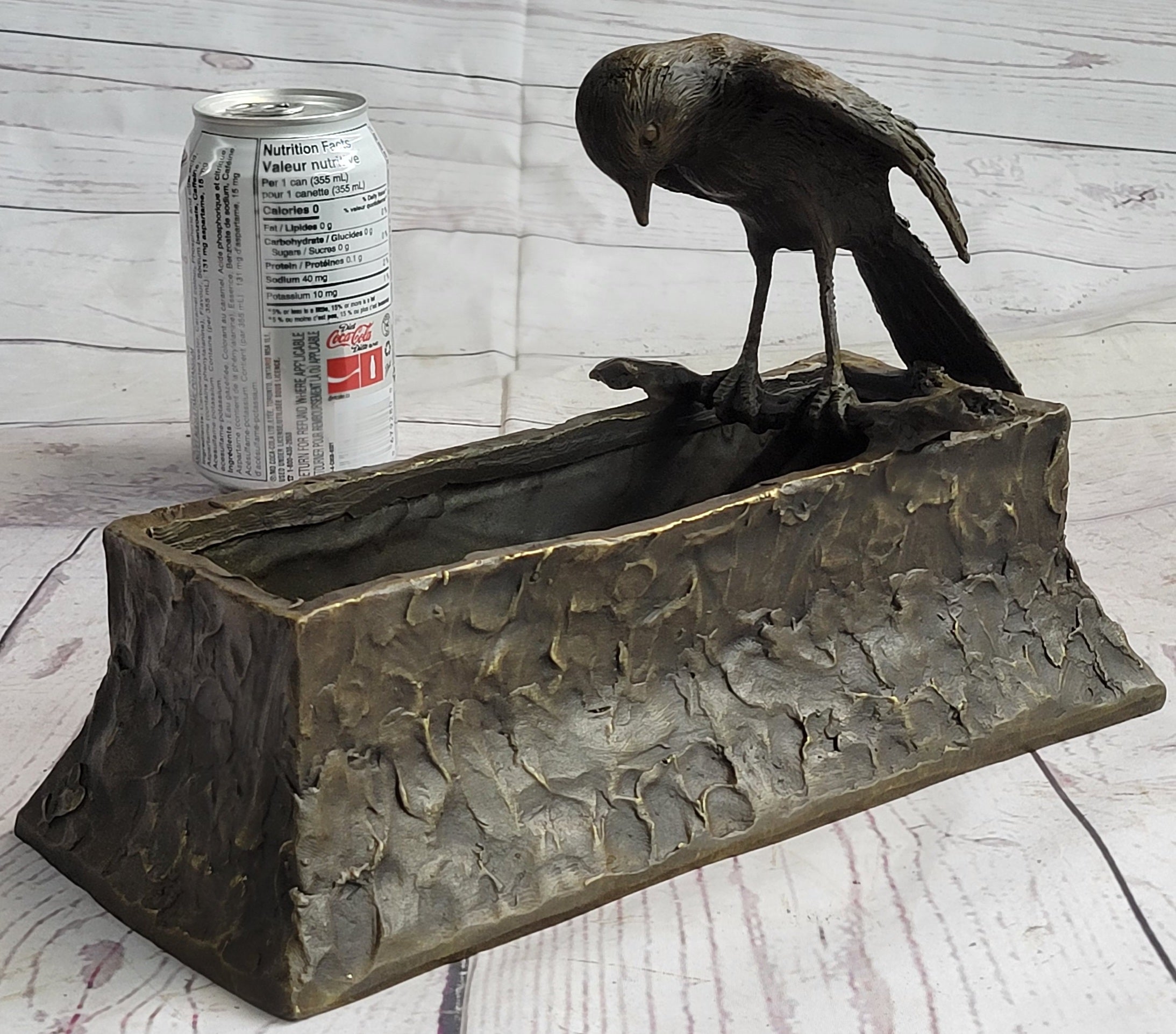 Bronze Bird Planter Window Box Metal Sculpture 7" x 10"