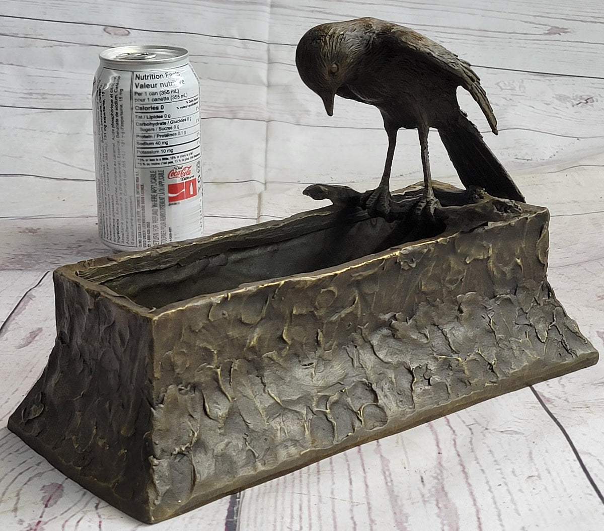 Bronze Bird Planter Window Box Metal Sculpture 7" x 10"