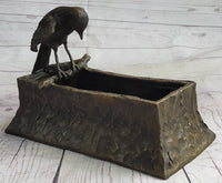 Bronze Bird Planter Window Box Metal Sculpture 7" x 10"