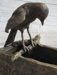 Bronze Bird Planter Window Box Metal Sculpture 7" x 10"