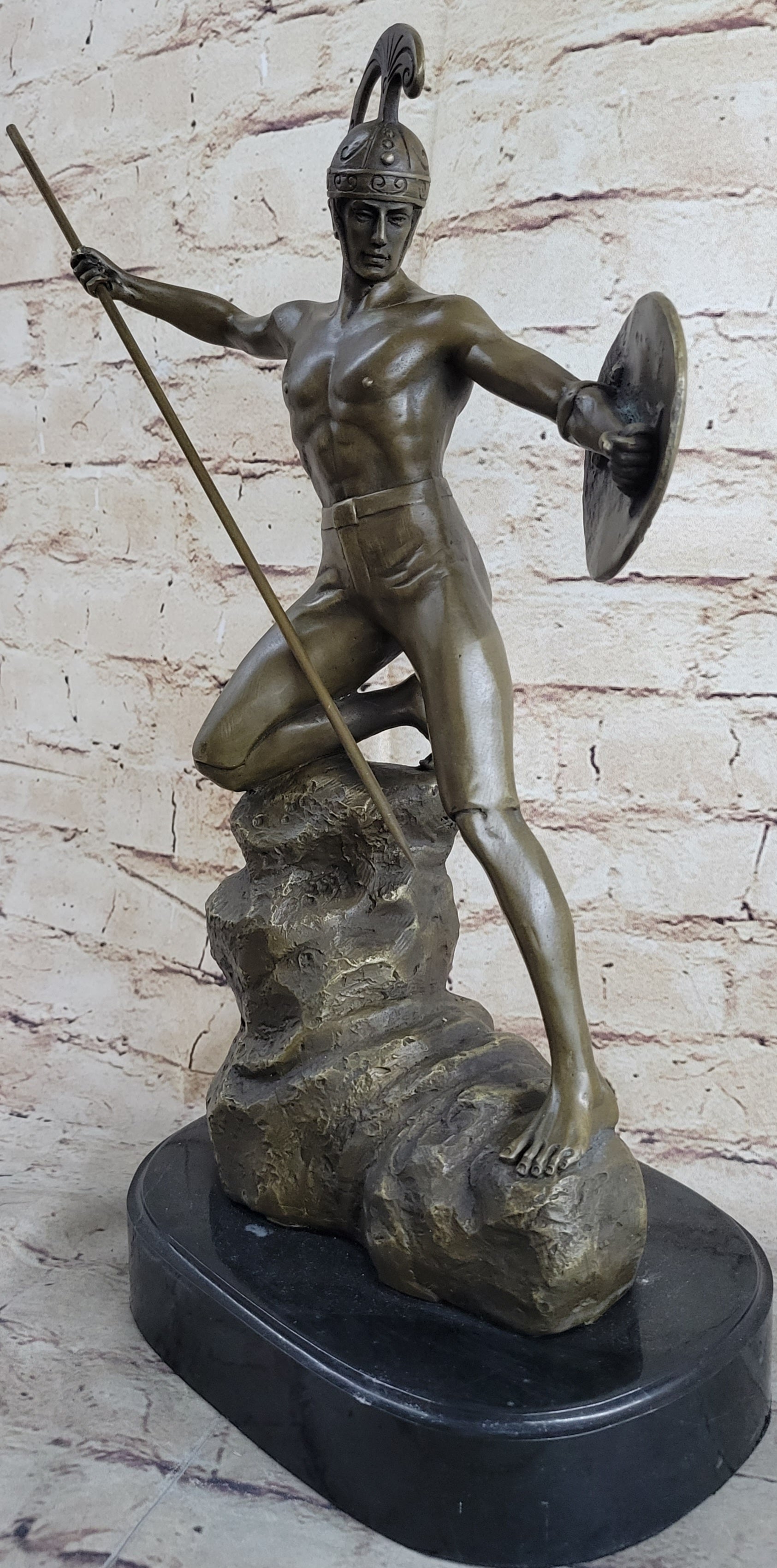 Vintage Neoclassical Greco/Roman Bronze Gladiator Nude Male by Jensen