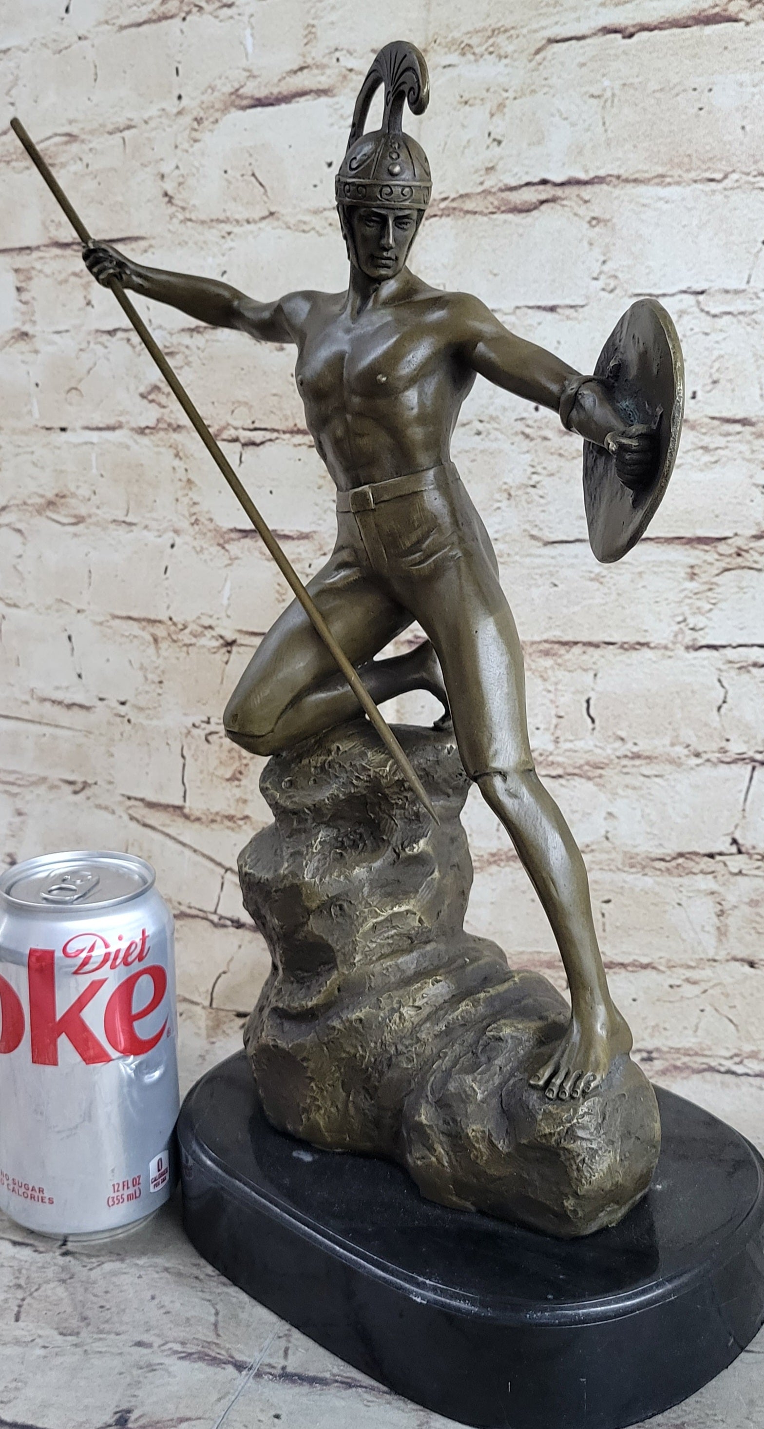 Vintage Neoclassical Greco/Roman Bronze Gladiator Nude Male by Jensen