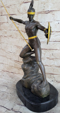 Signed Jensen Handsome Nude Roman Warrior Bronze Sculpture Art