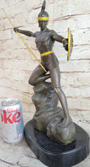 Signed Jensen Handsome Nude Roman Warrior Bronze Sculpture Art