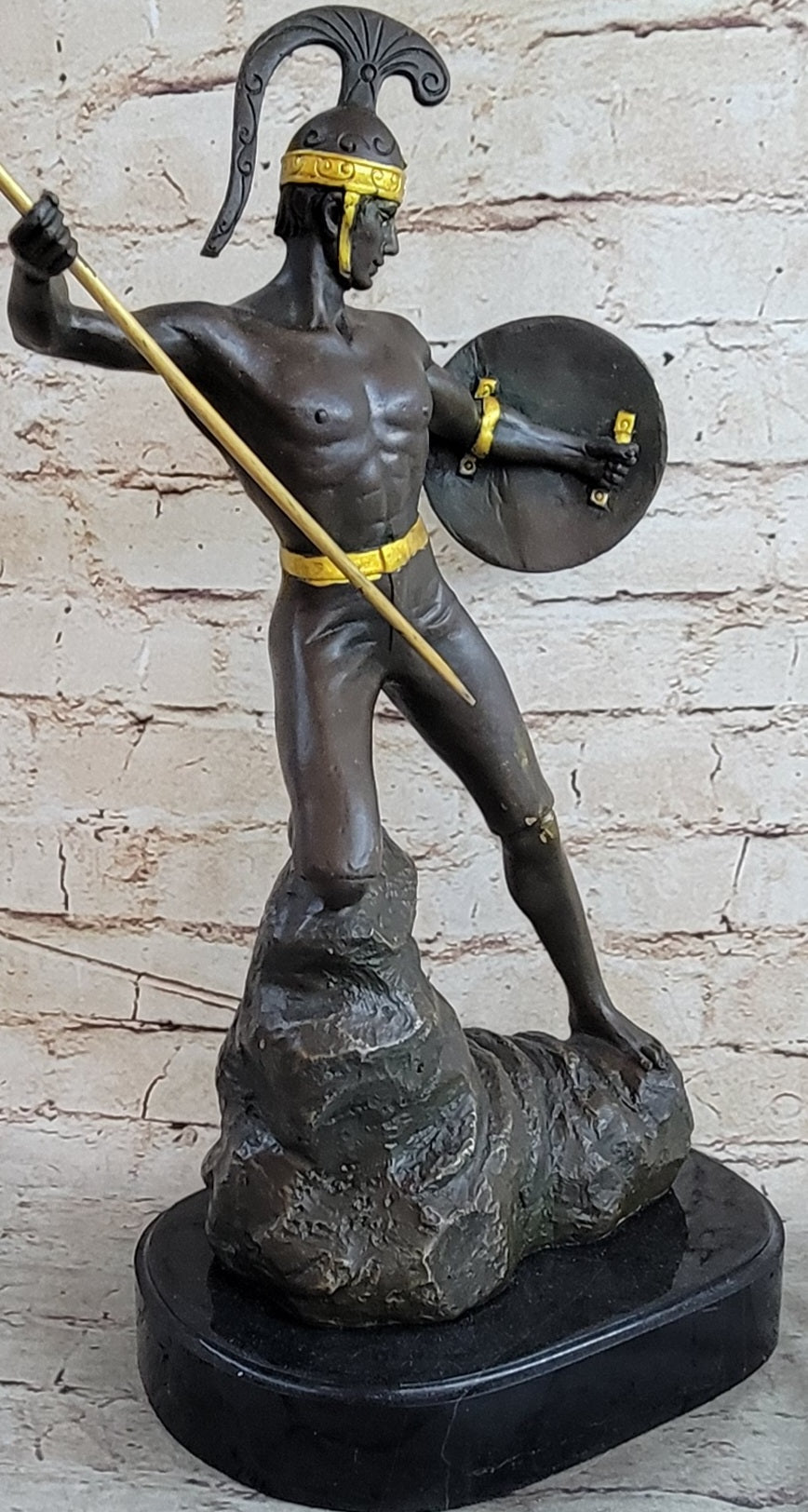 Signed Jensen Handsome Nude Roman Warrior Bronze Sculpture Art