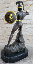 Signed Jensen Handsome Nude Roman Warrior Bronze Sculpture Art