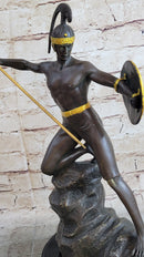 Signed Jensen Handsome Nude Roman Warrior Bronze Sculpture Art