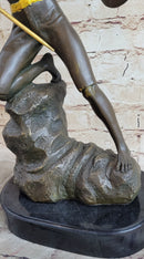 Signed Jensen Handsome Nude Roman Warrior Bronze Sculpture Art