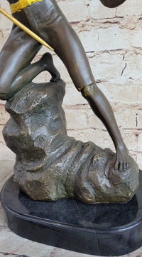 Signed Jensen Handsome Nude Roman Warrior Bronze Sculpture Art