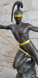 Signed Jensen Handsome Nude Roman Warrior Bronze Sculpture Art