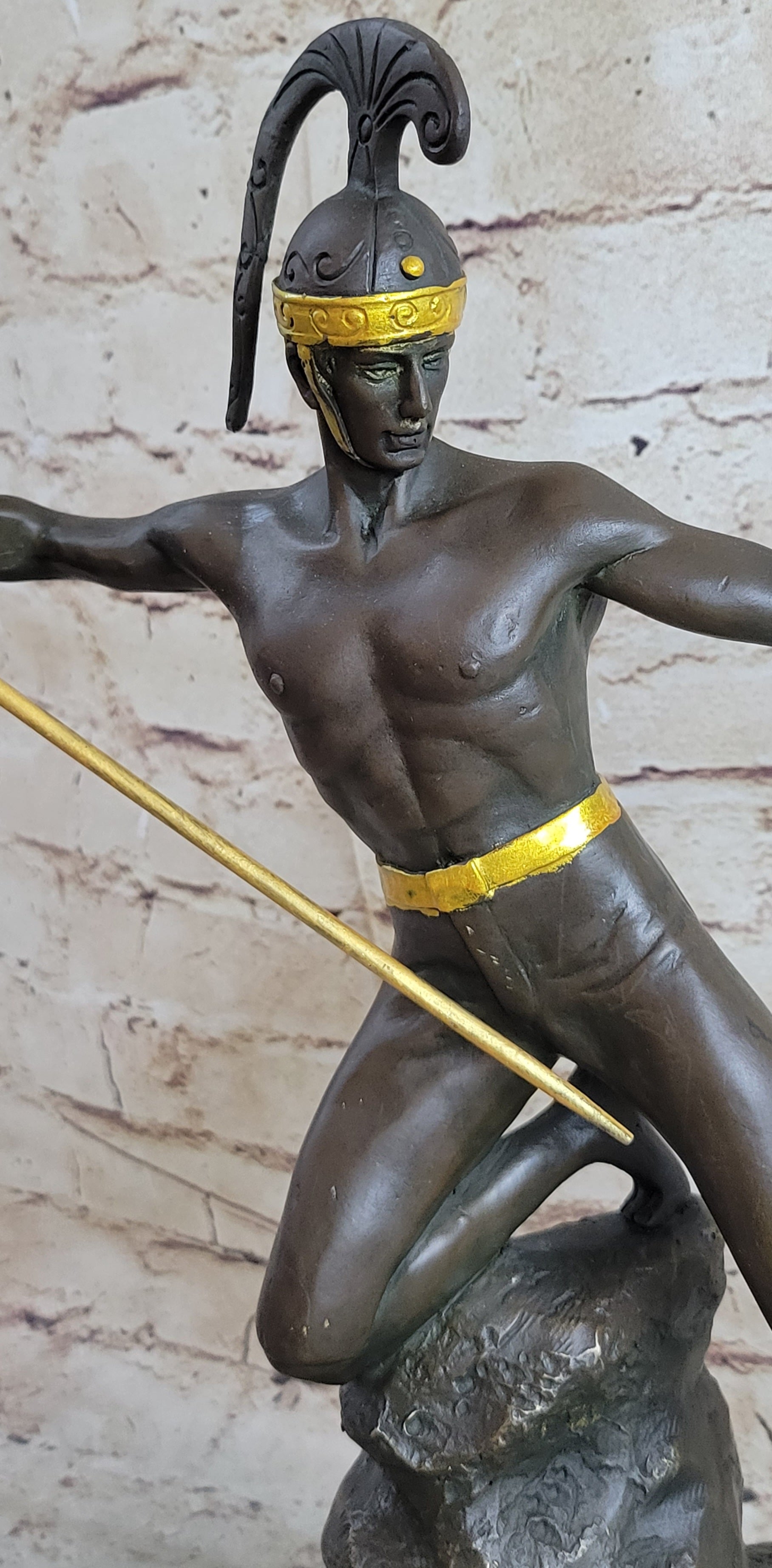 Signed Jensen Handsome Nude Roman Warrior Bronze Sculpture Art
