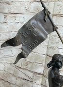 Saint Joan of Arc Standing W/ Flag Bronze Figure