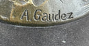 Saint Joan of Arc Standing W/ Flag Bronze Figure