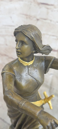 Art Deco by Gaudez Joan of Arc Hot Cast Bronze Sculpture
