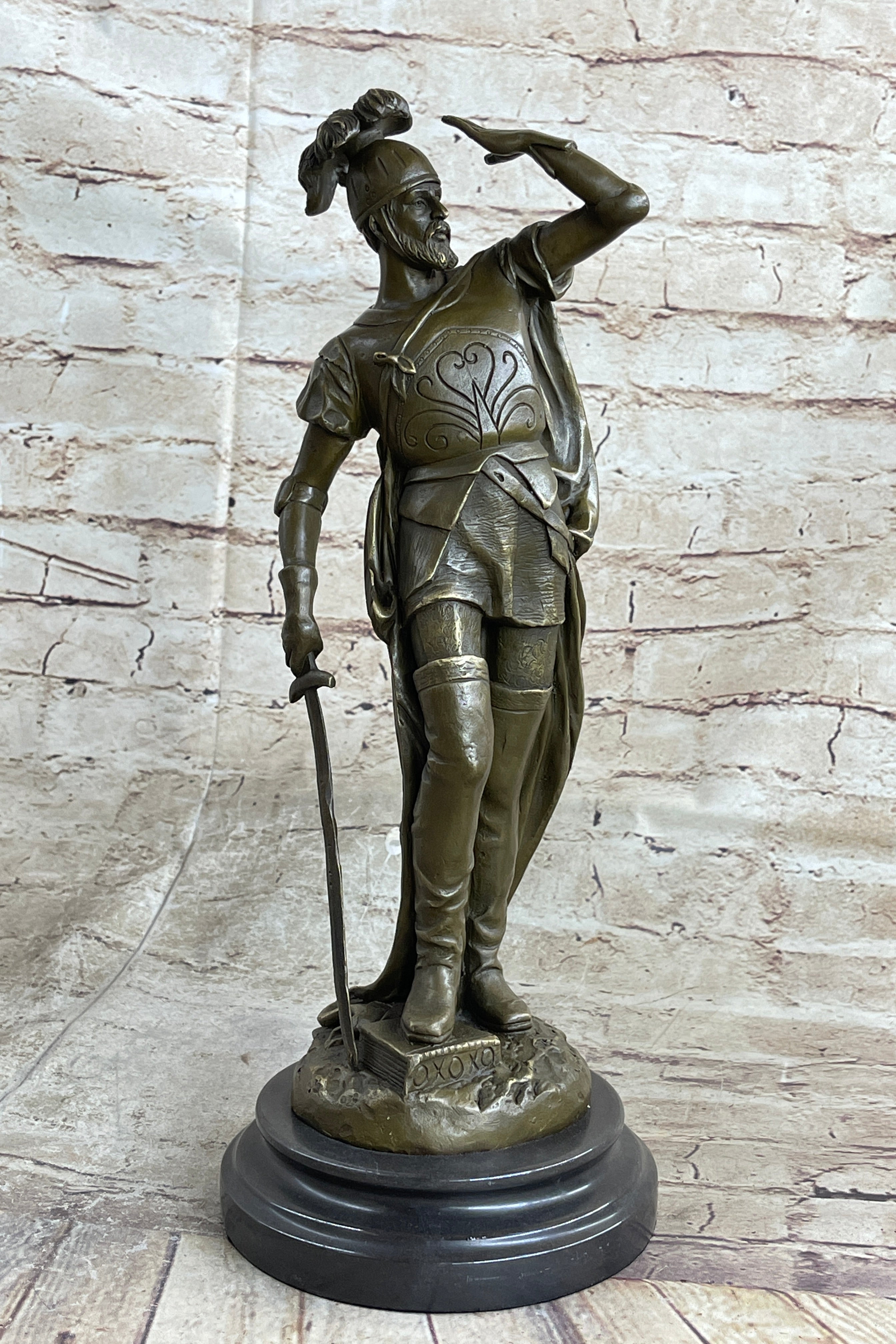 Italian Renaissance Warrior Knight Bronze 15" x 7" Sculpture