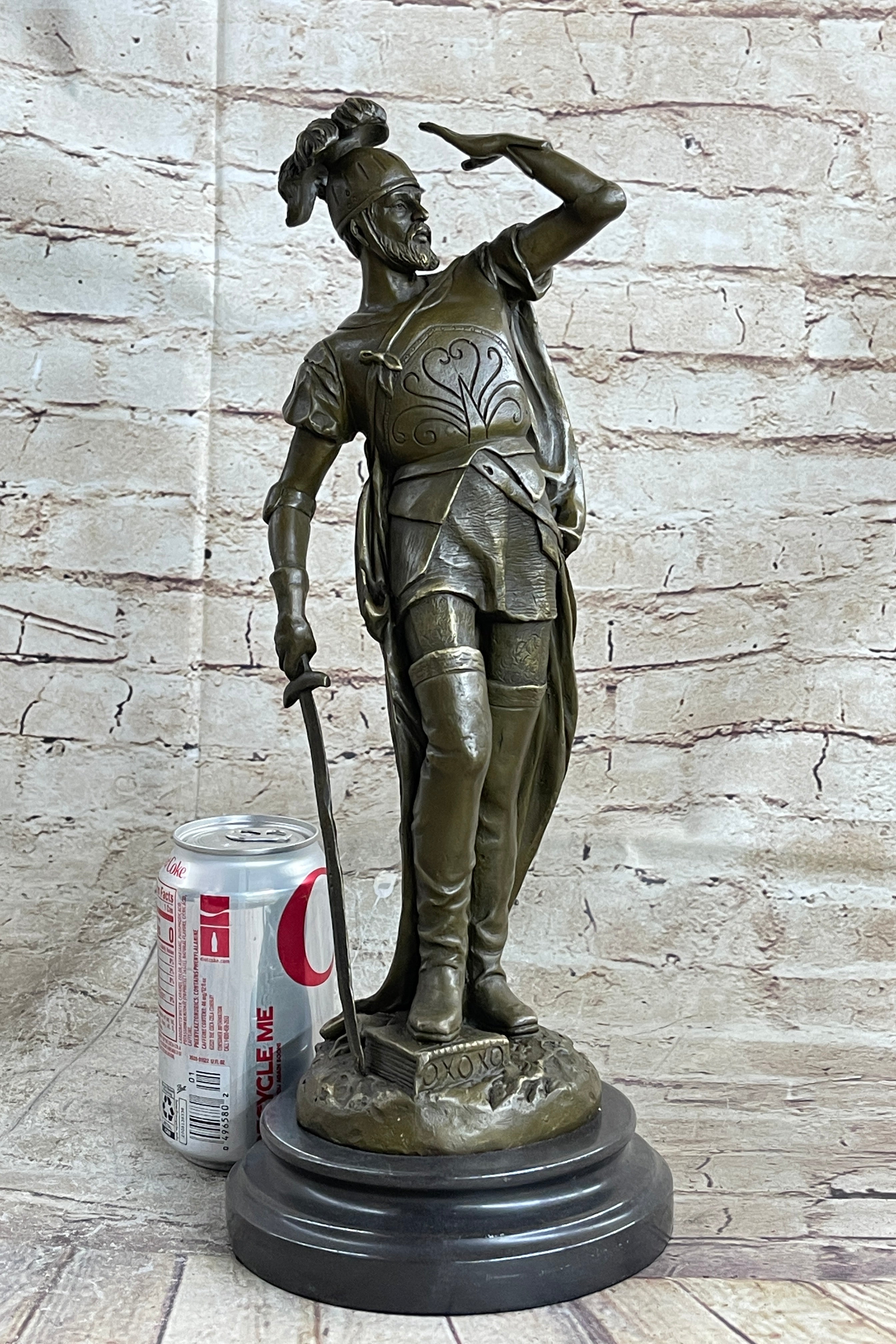 Italian Renaissance Warrior Knight Bronze 15" x 7" Sculpture