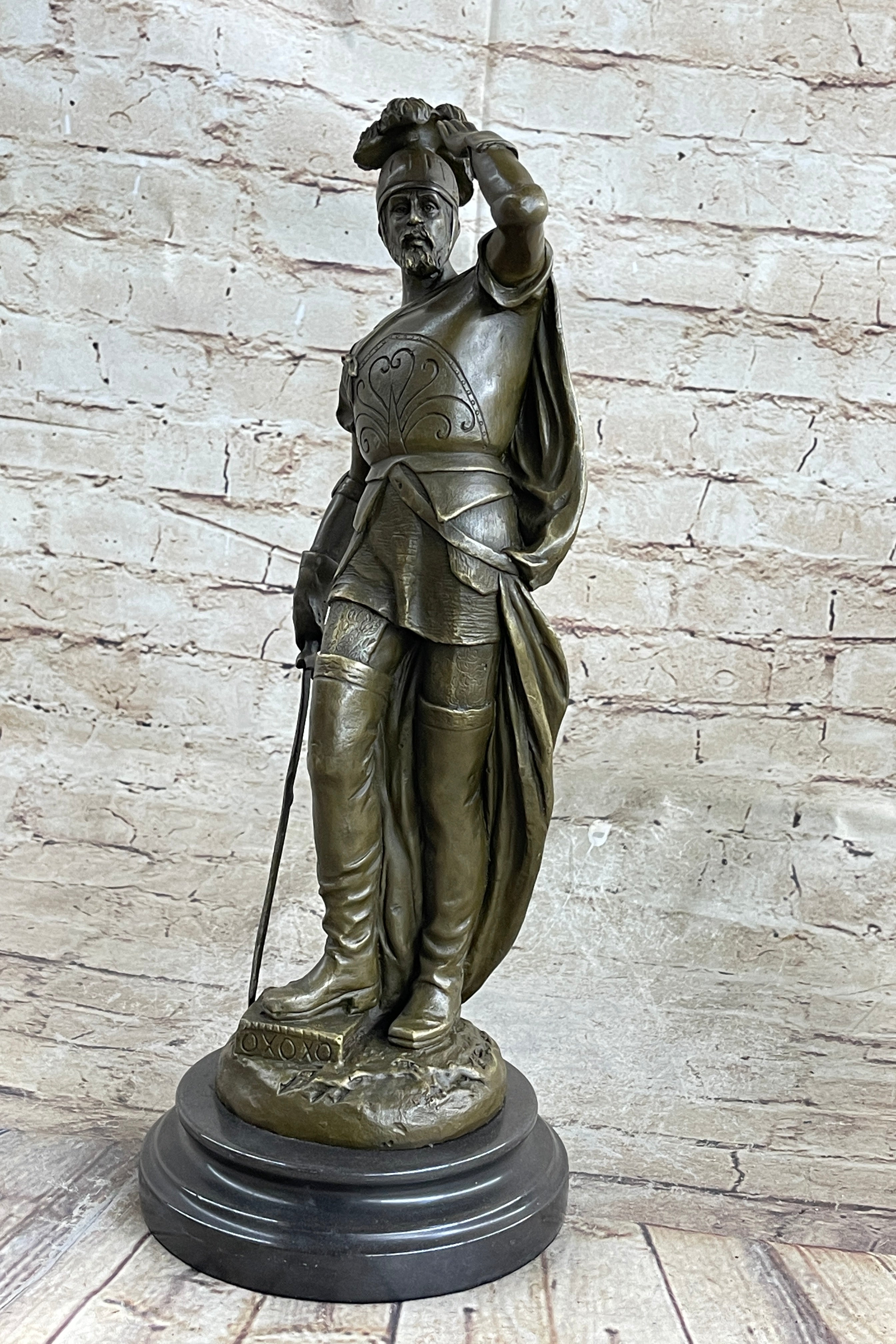 Italian Renaissance Warrior Knight Bronze 15" x 7" Sculpture
