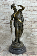 Italian Renaissance Warrior Knight Bronze Statue Sculpture Figure Gold Patina 15" x 7"