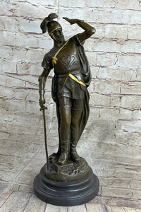 Italian Renaissance Warrior Knight Bronze Statue Sculpture Figure Gold Patina 15" x 7"