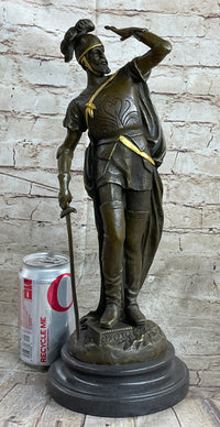 Italian Renaissance Warrior Knight Bronze Statue Sculpture Figure Gold Patina 15" x 7"