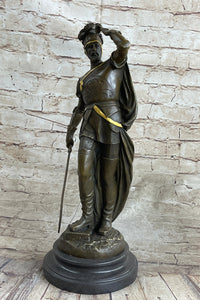 Italian Renaissance Warrior Knight Bronze Statue Sculpture Figure Gold Patina 15" x 7"