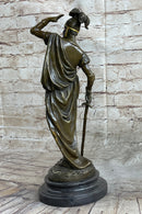 Italian Renaissance Warrior Knight Bronze Statue Sculpture Figure Gold Patina 15" x 7"