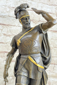 Italian Renaissance Warrior Knight Bronze Statue Sculpture Figure Gold Patina 15" x 7"