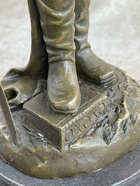 Italian Renaissance Warrior Knight Bronze Statue Sculpture Figure Gold Patina 15" x 7"