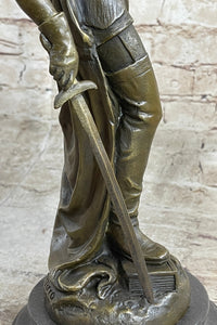 Italian Renaissance Warrior Knight Bronze Statue Sculpture Figure Gold Patina 15" x 7"