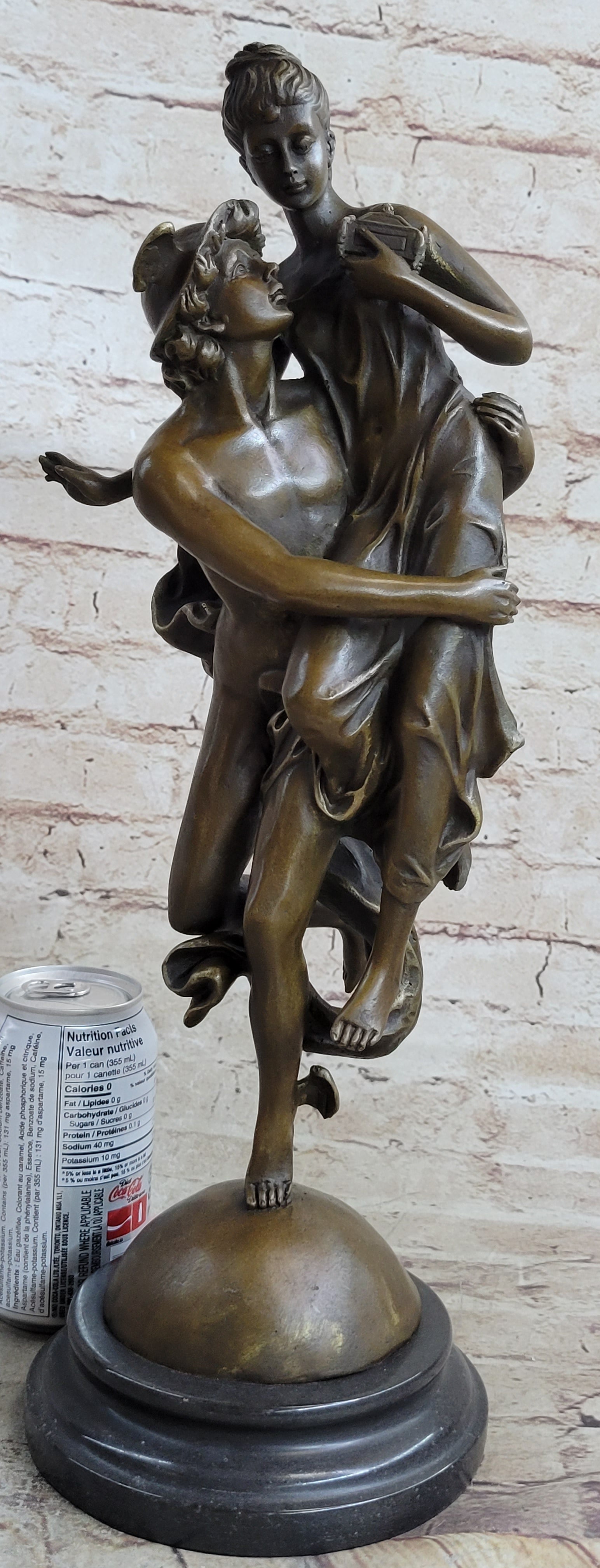 Hermes Flying Mercury and Pandora Bronze Sculpture by Brousse