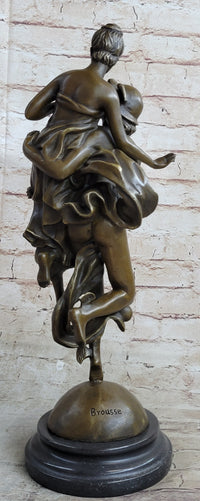Hermes Flying Mercury and Pandora Bronze Sculpture by Brousse