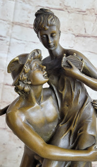 Hermes Flying Mercury and Pandora Bronze Sculpture by Brousse