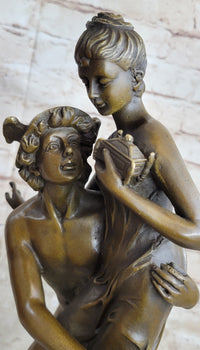 Hermes Flying Mercury and Pandora Bronze Sculpture by Brousse