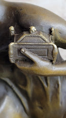 Hermes Flying Mercury and Pandora Bronze Sculpture by Brousse