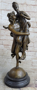 Hermes Flying Mercury and Pandora Bronze Sculpture by Brousse
